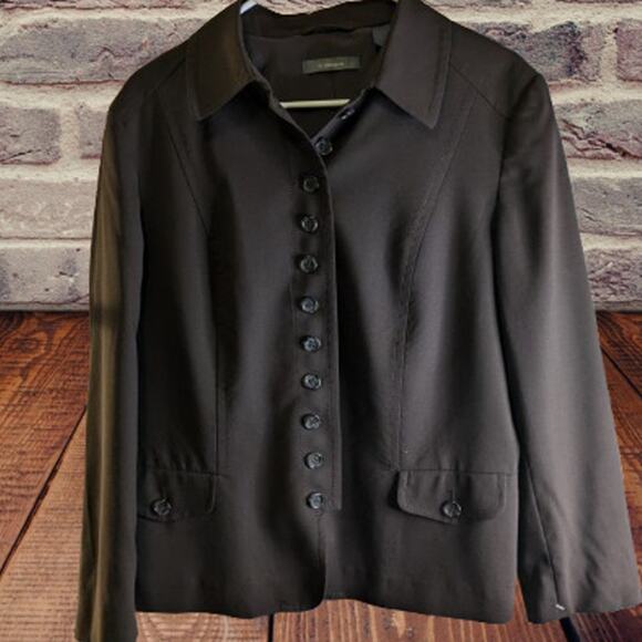 Liz Claiborne 16 vintage wool blend lined long sleeve brown button down jacket. - Picture 1 of 1